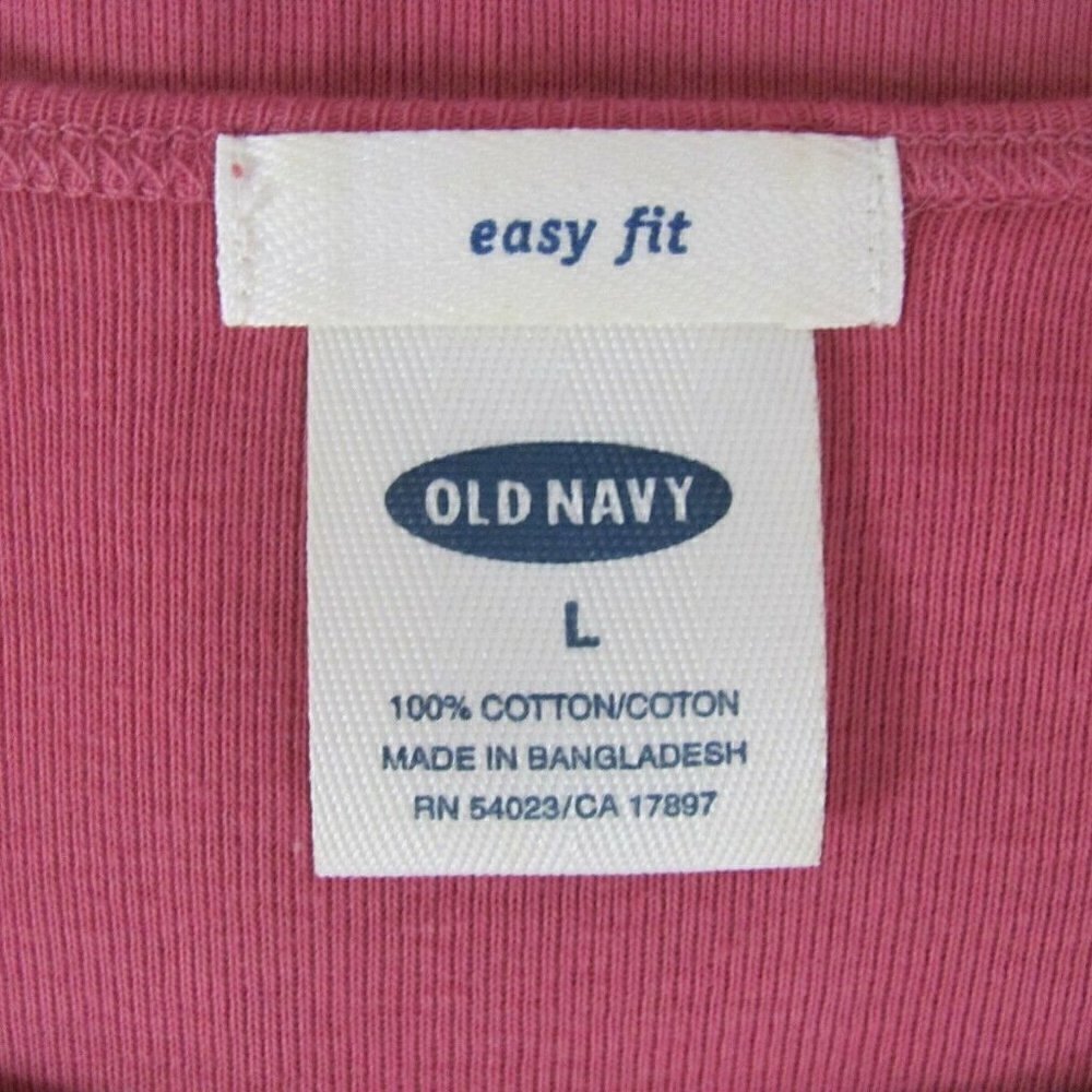 Old Navy Womens Blouse Top Shirt Sz L Easy Fit Long Sleeve Rose 100% Cotton NWOT - Picture 8 of 8